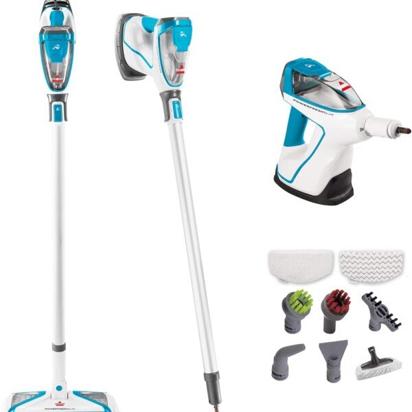 Can you recommend a specific brand or model of steam mop that comes with a wide range of accessories?