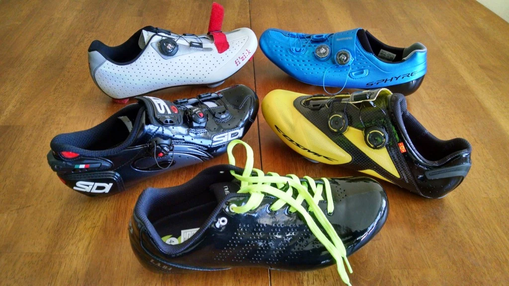 cycling shoes - road shoes come with all sorts of fastening options: boa dials...