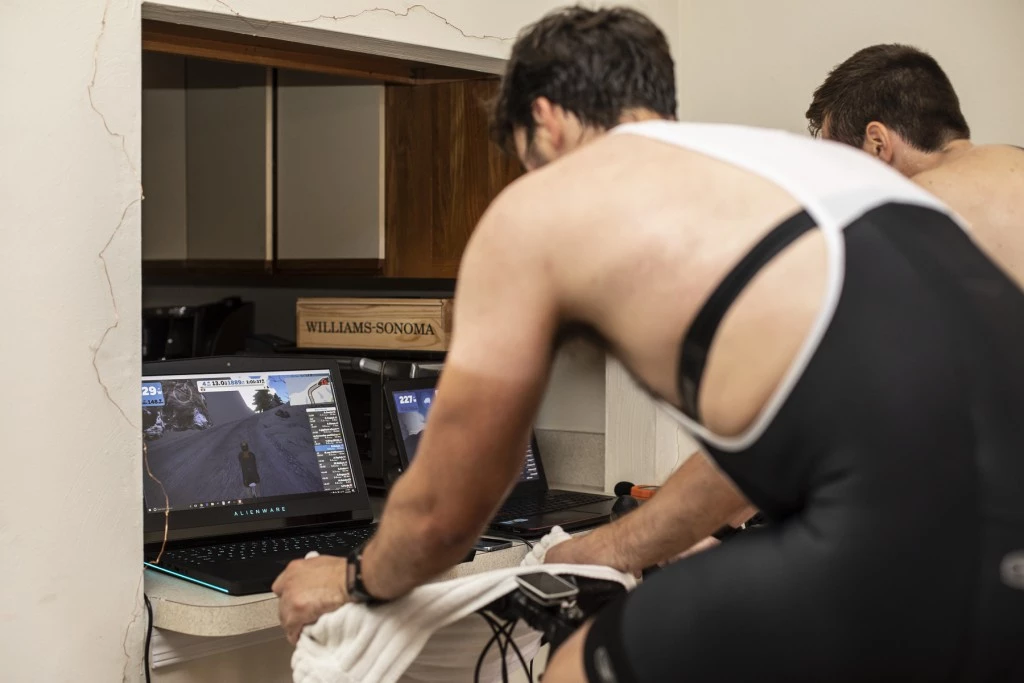 bike trainer - there's no shame in setting up a zwift-based suffer session inside...