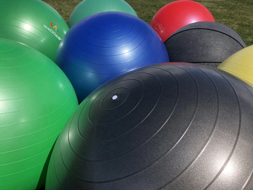 exercise ball - exercise balls are offered in many different sizes.