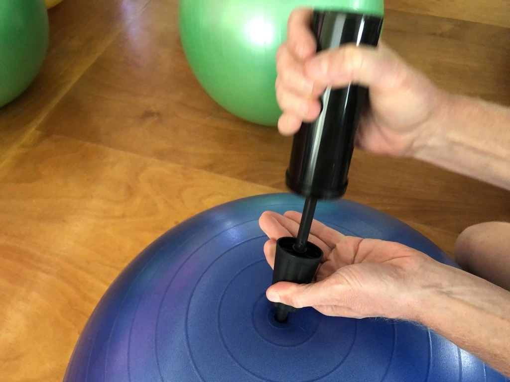 exercise ball - the hand pump is the easiest to use, although takes more effort than...