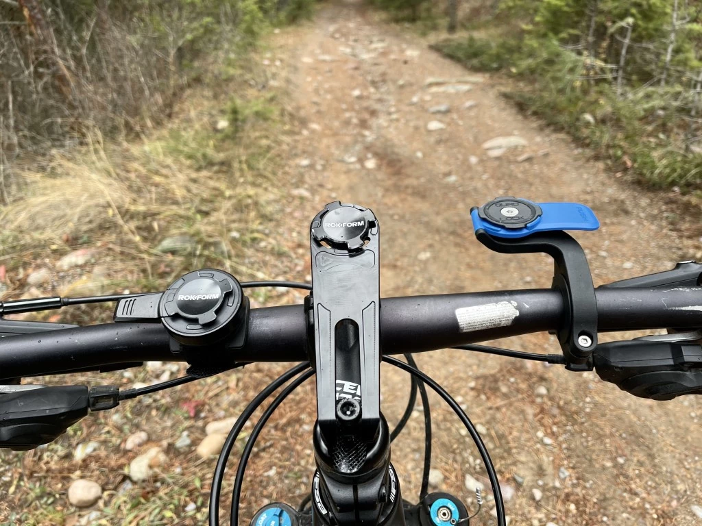 bike phone mount - testing mounts on bumpy singletrack. the rokform pro and quad lock...