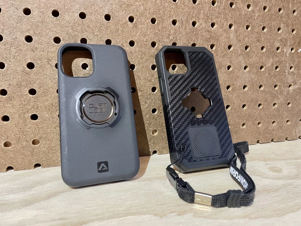 bike phone mount - a side-by-side comparison of the sleek cases for the quad lock mount...