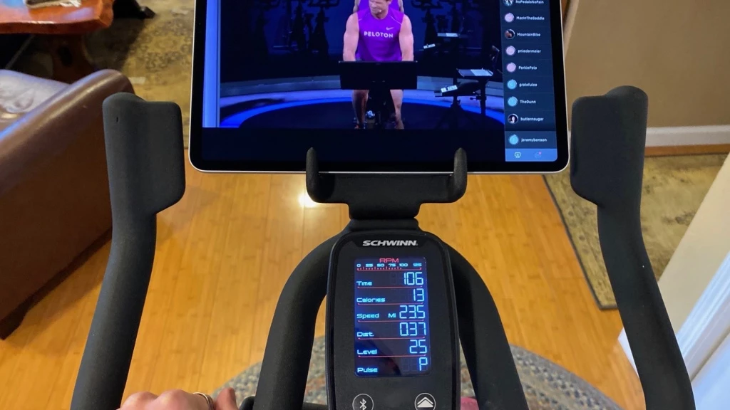 exercise bike - the schwinn ic4 has a digital display, and when connected to a...