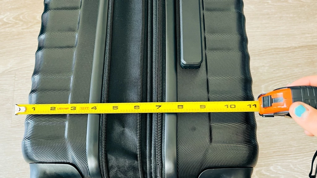 carry on luggage - double-checking the dimensions with the expansion feature employed.