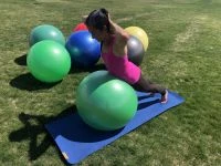 Putting our core to the test during our exercise ball evaluation.