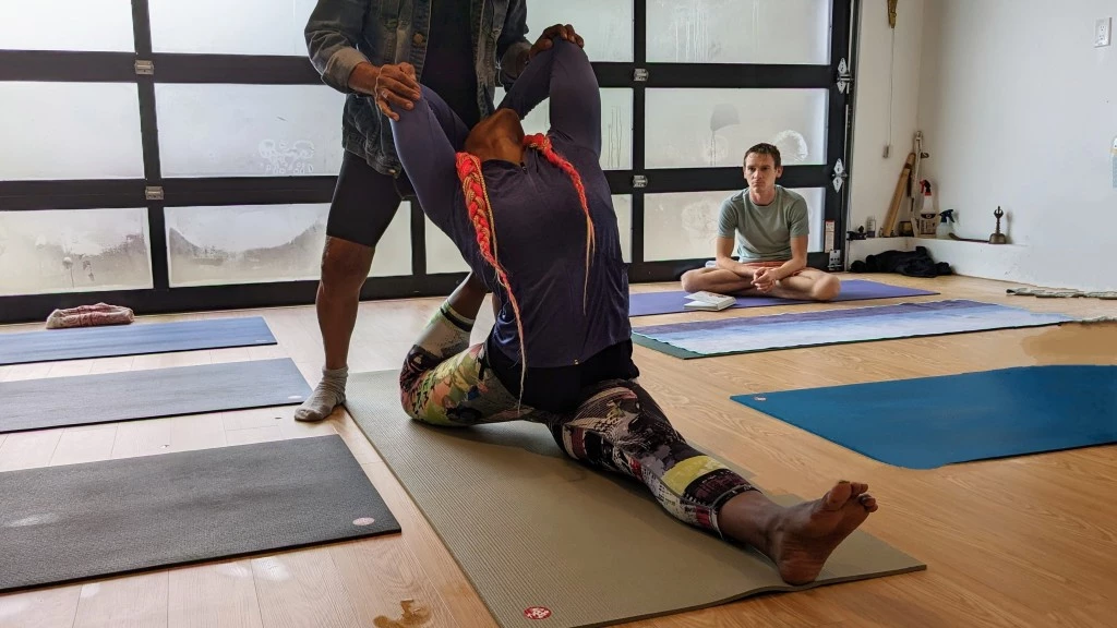 yoga mat - the yoga teacher giving this adjustment says the manduka pro mat in...