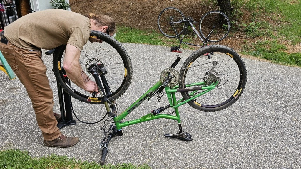 bike pump - we hooked up all these pumps to countless valve stems, putting in...