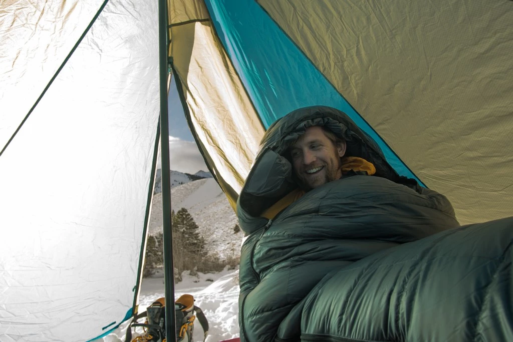 sleeping bag cold weather - staying warm and comfy while sitting up, drinking coffee, and even...